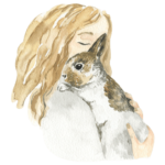 girl hugging rabbit