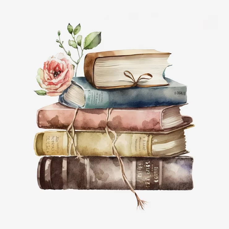 watercolor-painting-books-with-rose-top